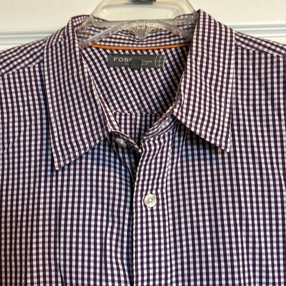 Fossil men’s purple gingham long sleeve button down shirt size XL - Picture 2 of 9